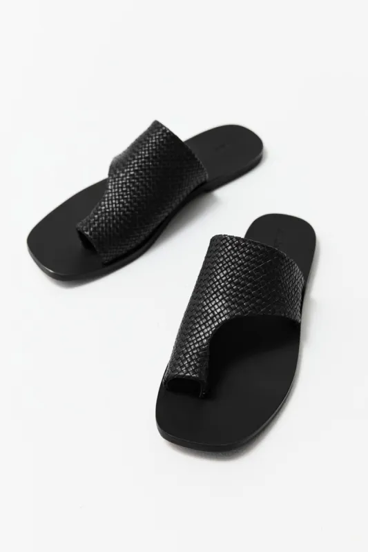 Woven Abstract Slide - Black sold by St. Agni