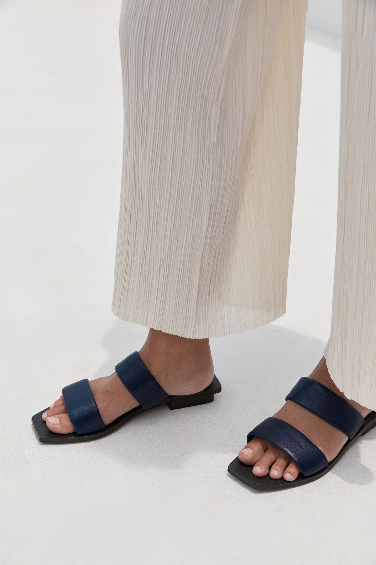 Soft Two Strap Slide - Navy sold by St. Agni