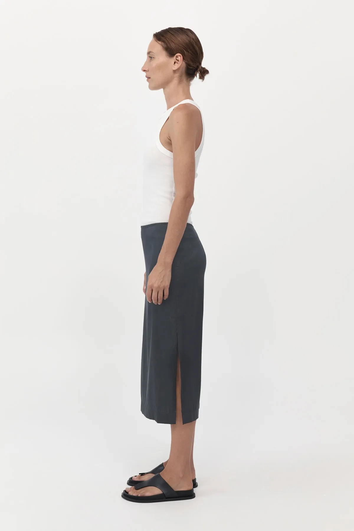 Soft Silk Midi Skirt - Washed Black sold by St. Agni product image thumbnail 3
