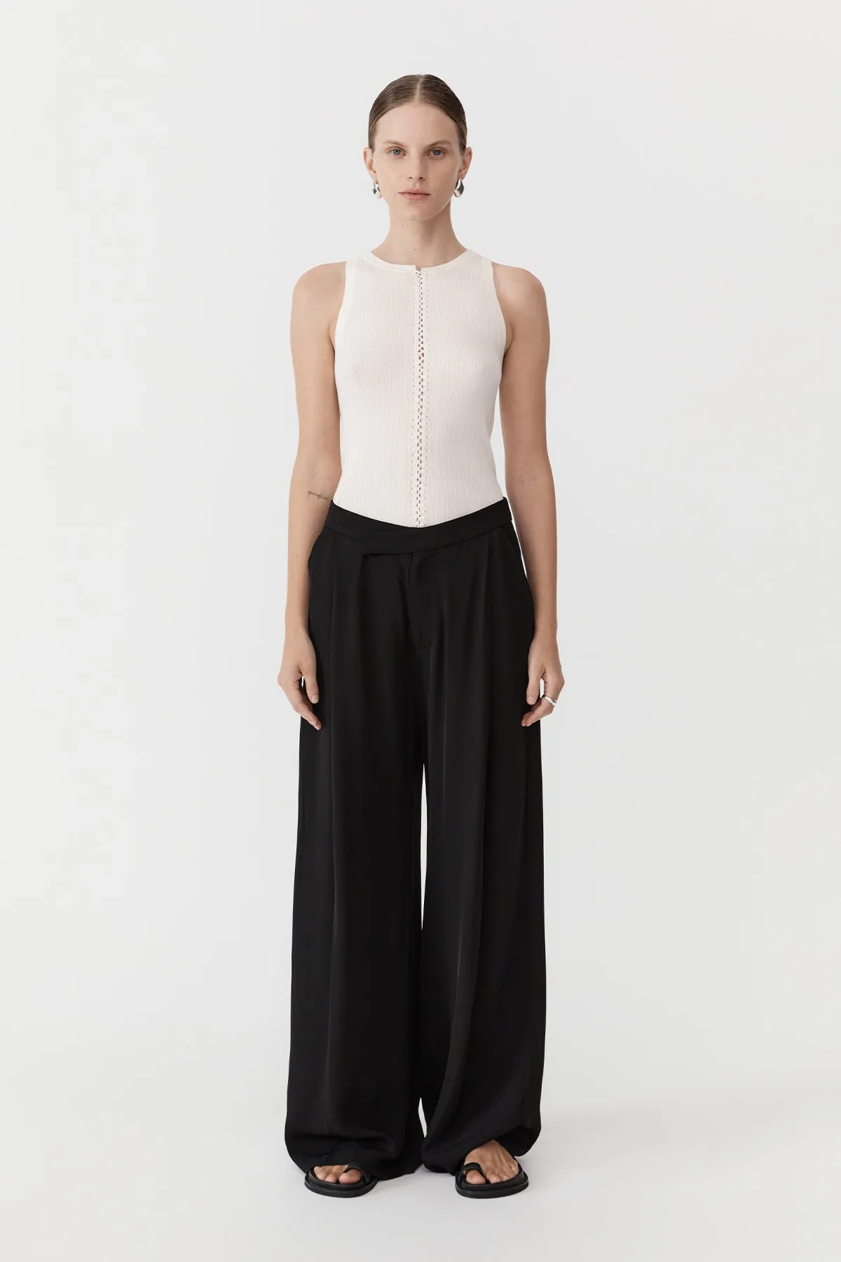Overlap Waist Trousers - Black sold by St. Agni