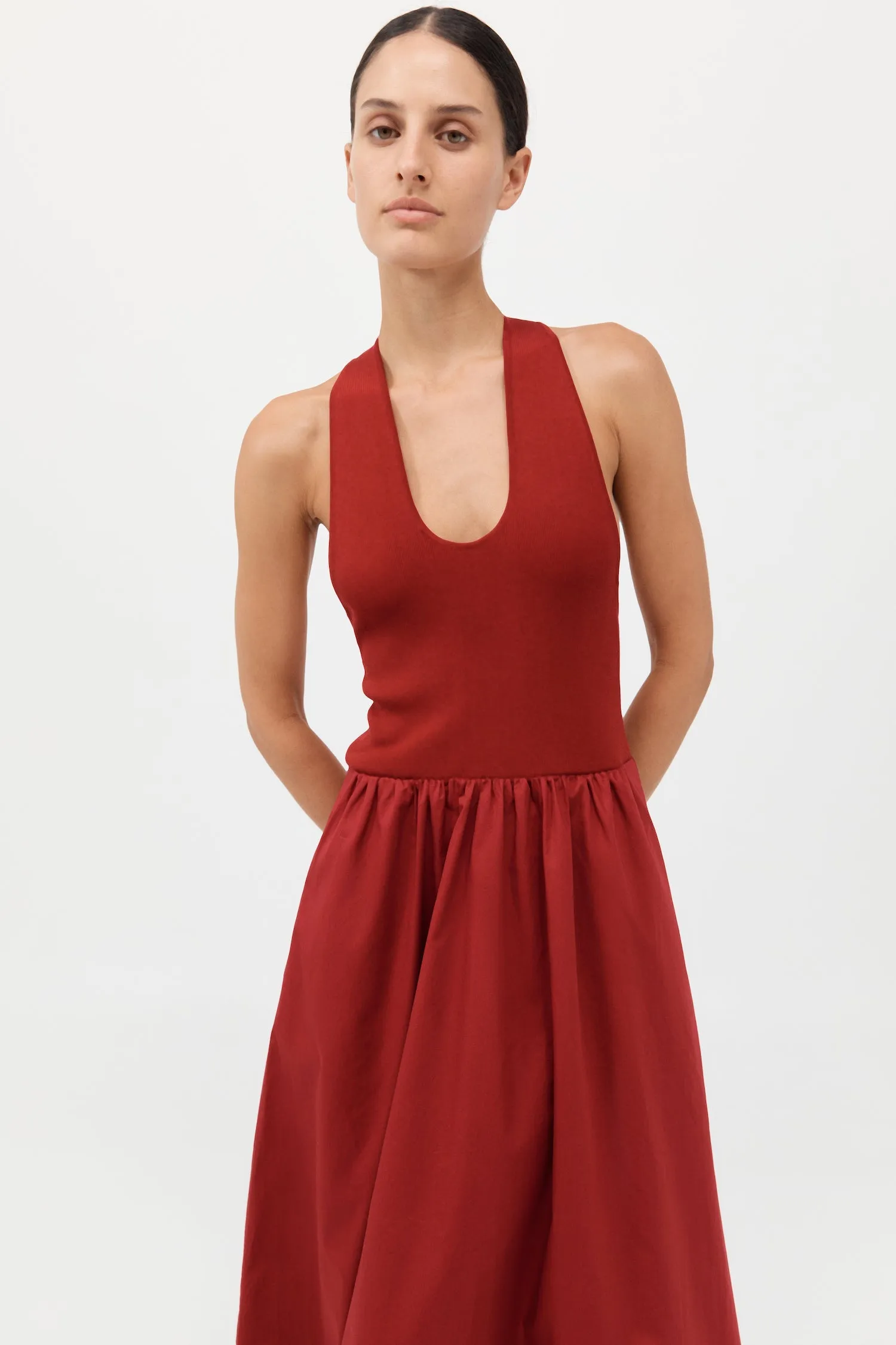 Plunge Neck Dress - Rouge sold by St. Agni product image thumbnail 2
