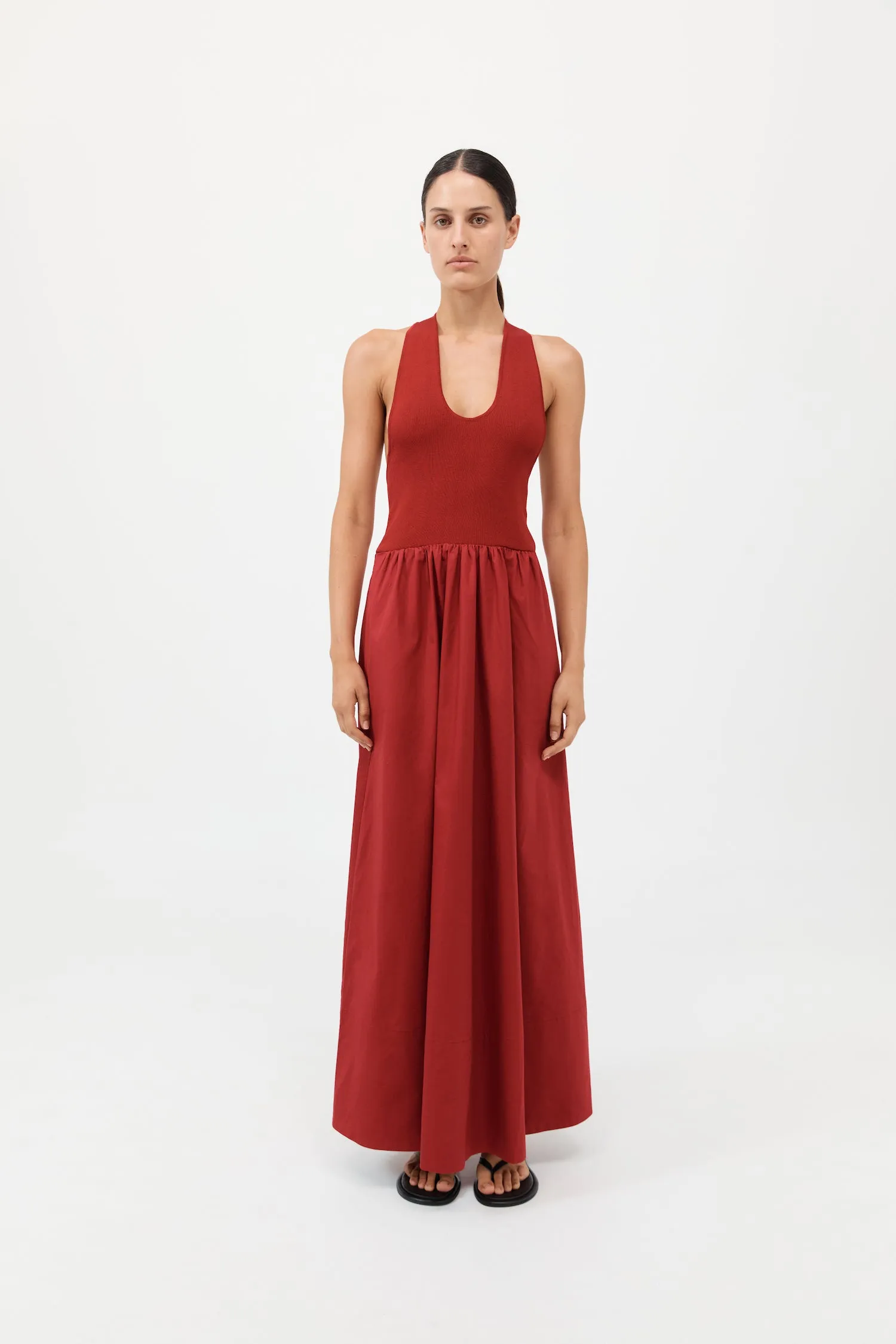 Plunge Neck Dress - Rouge sold by St. Agni