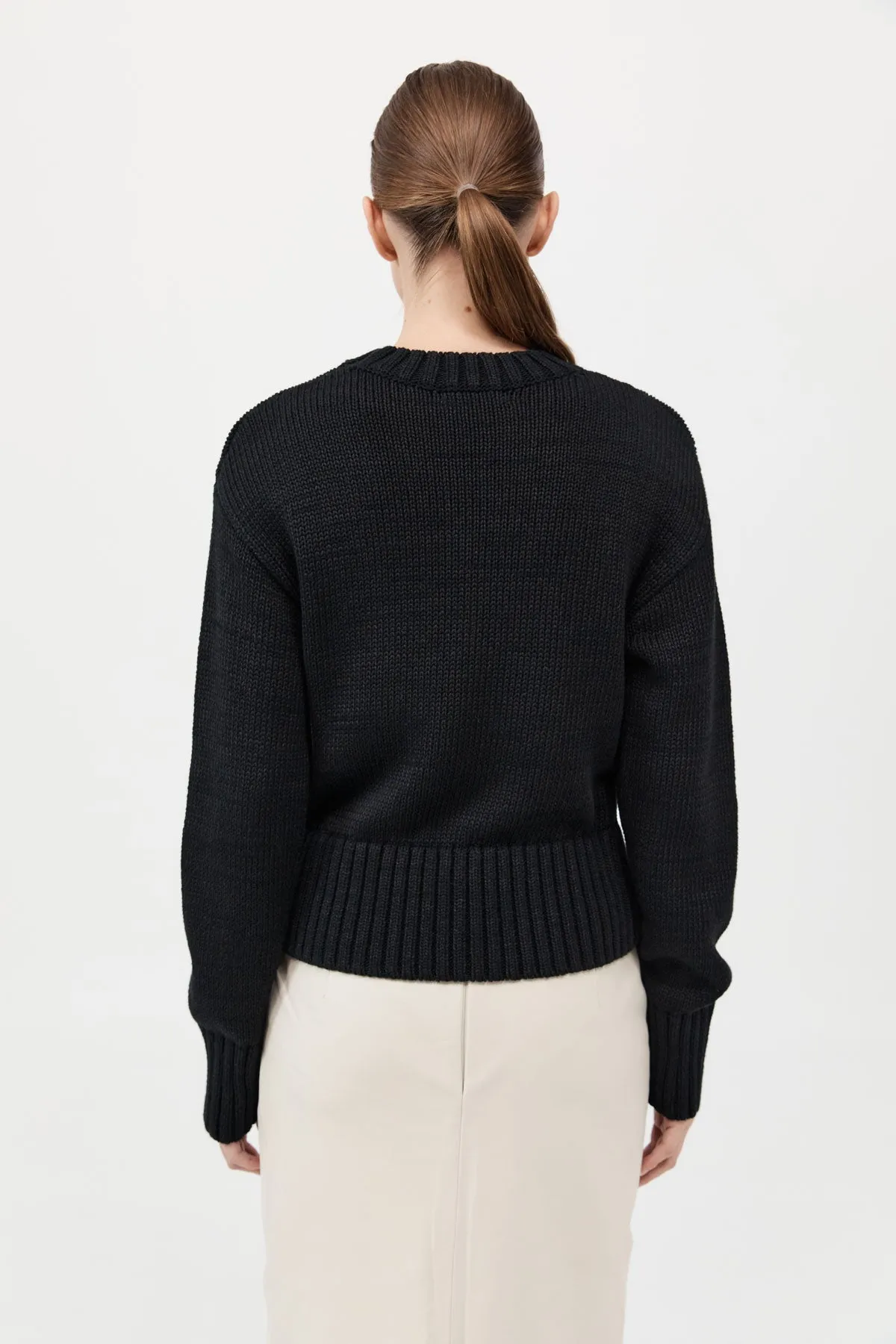 Linen Silk Blend Jumper - Black sold by St. Agni product image thumbnail 3