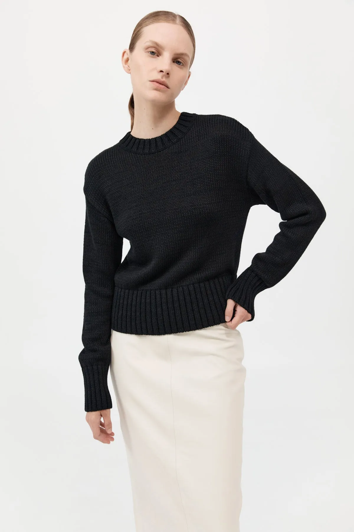 Linen Silk Blend Jumper - Black sold by St. Agni product image thumbnail 4