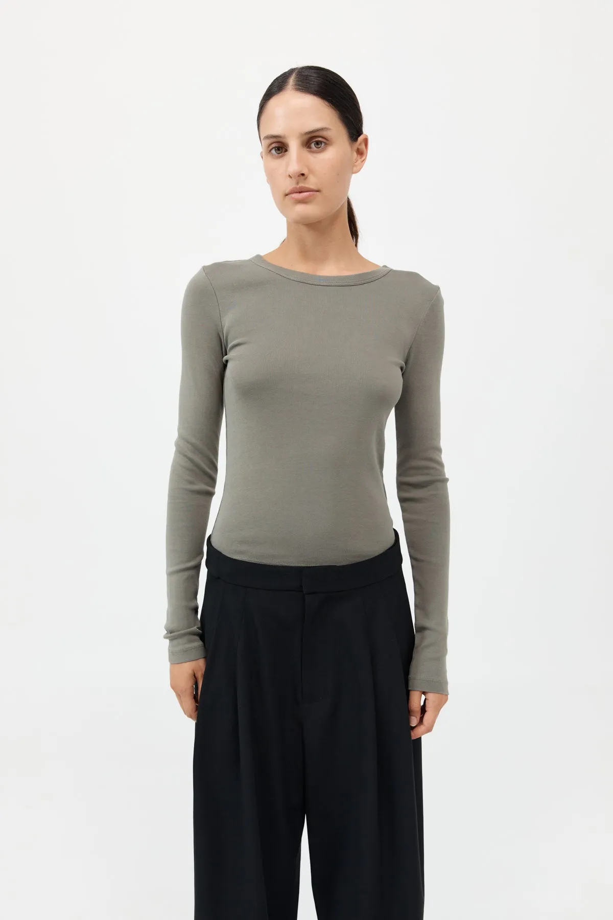 Organic Cotton Long Sleeve Top - Smokey Olive sold by St. Agni