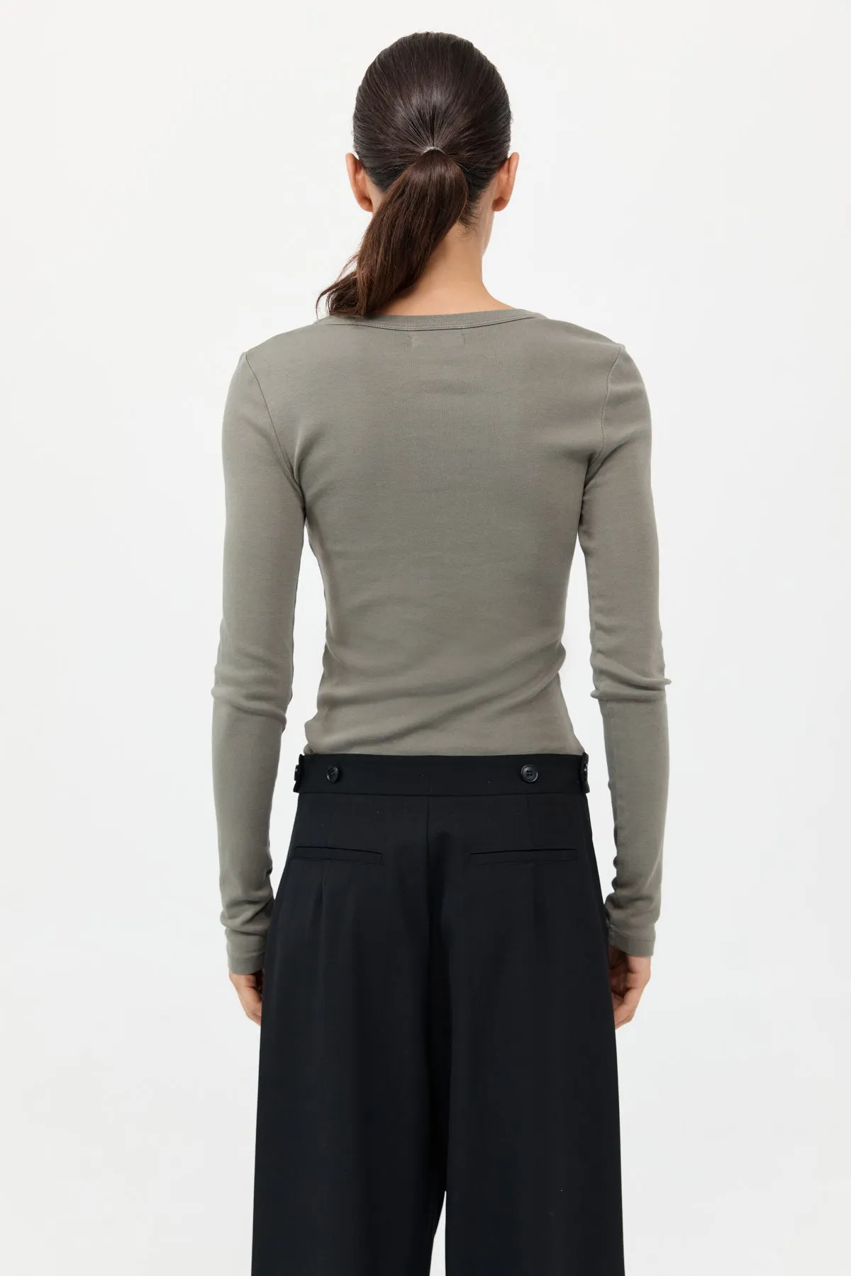Organic Cotton Long Sleeve Top - Smokey Olive sold by St. Agni product image thumbnail 4