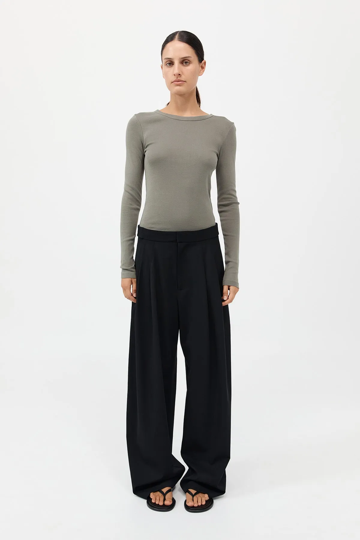 Organic Cotton Long Sleeve Top - Smokey Olive sold by St. Agni product image thumbnail 2