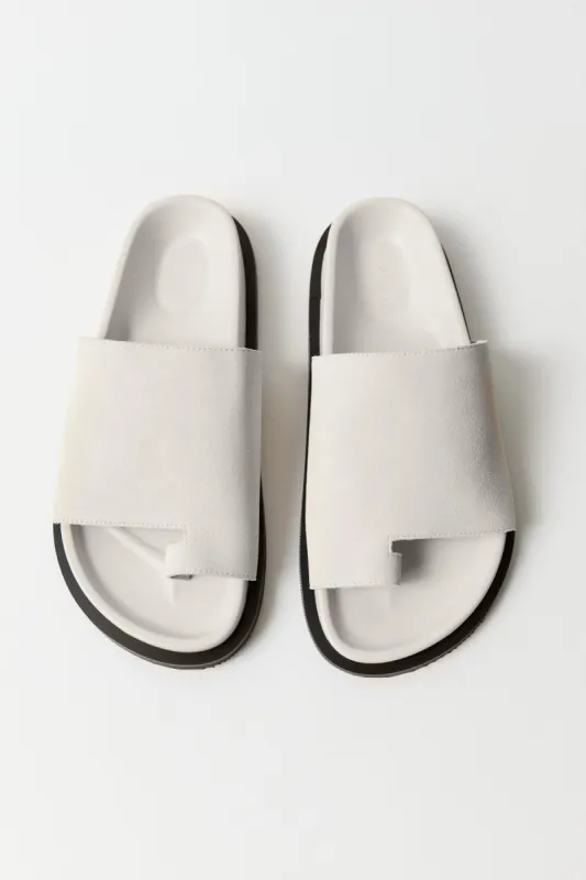 Loe Suede Slide - Cool White sold by St. Agni
