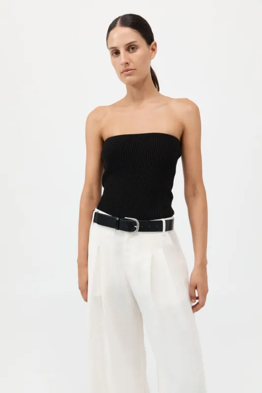 Textured Knit Strapless Top - Black sold by St. Agni