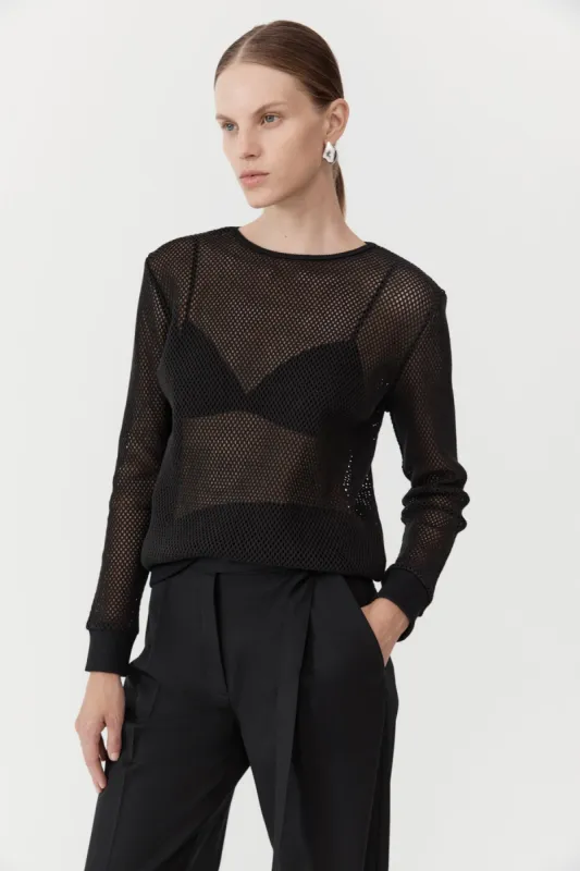 Mesh Long Sleeve Top - Black sold by St. Agni