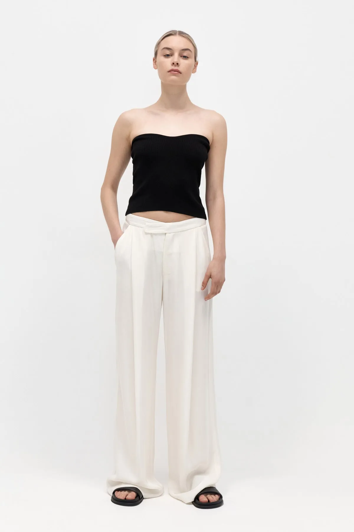 Overlap Waist Trousers - Cool White sold by St. Agni