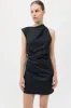 Asymmetric Tuck Mini Dress - Black sold by St. Agni