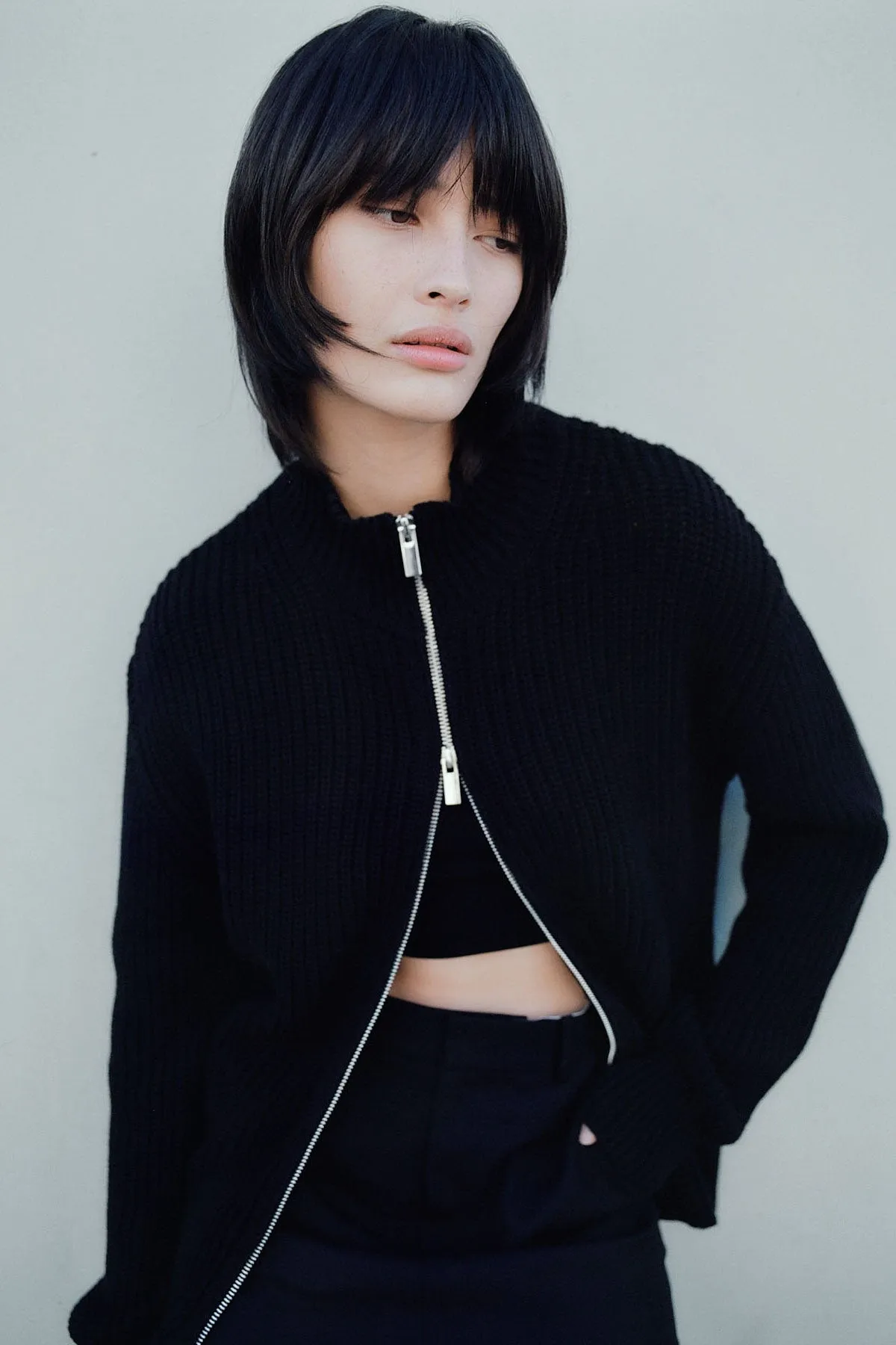 Zip Detail Cardigan - Black sold by St. Agni product image thumbnail 5