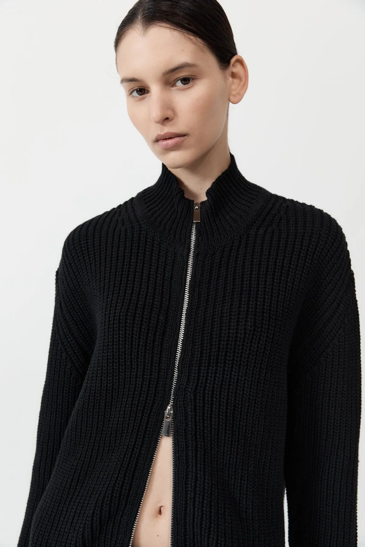 Zip Detail Cardigan - Black sold by St. Agni product image thumbnail 2