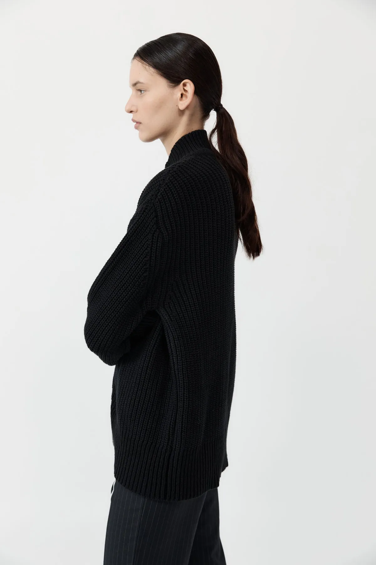 Zip Detail Cardigan - Black sold by St. Agni product image thumbnail 3