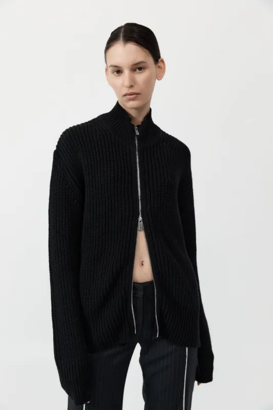Zip Detail Cardigan - Black sold by St. Agni