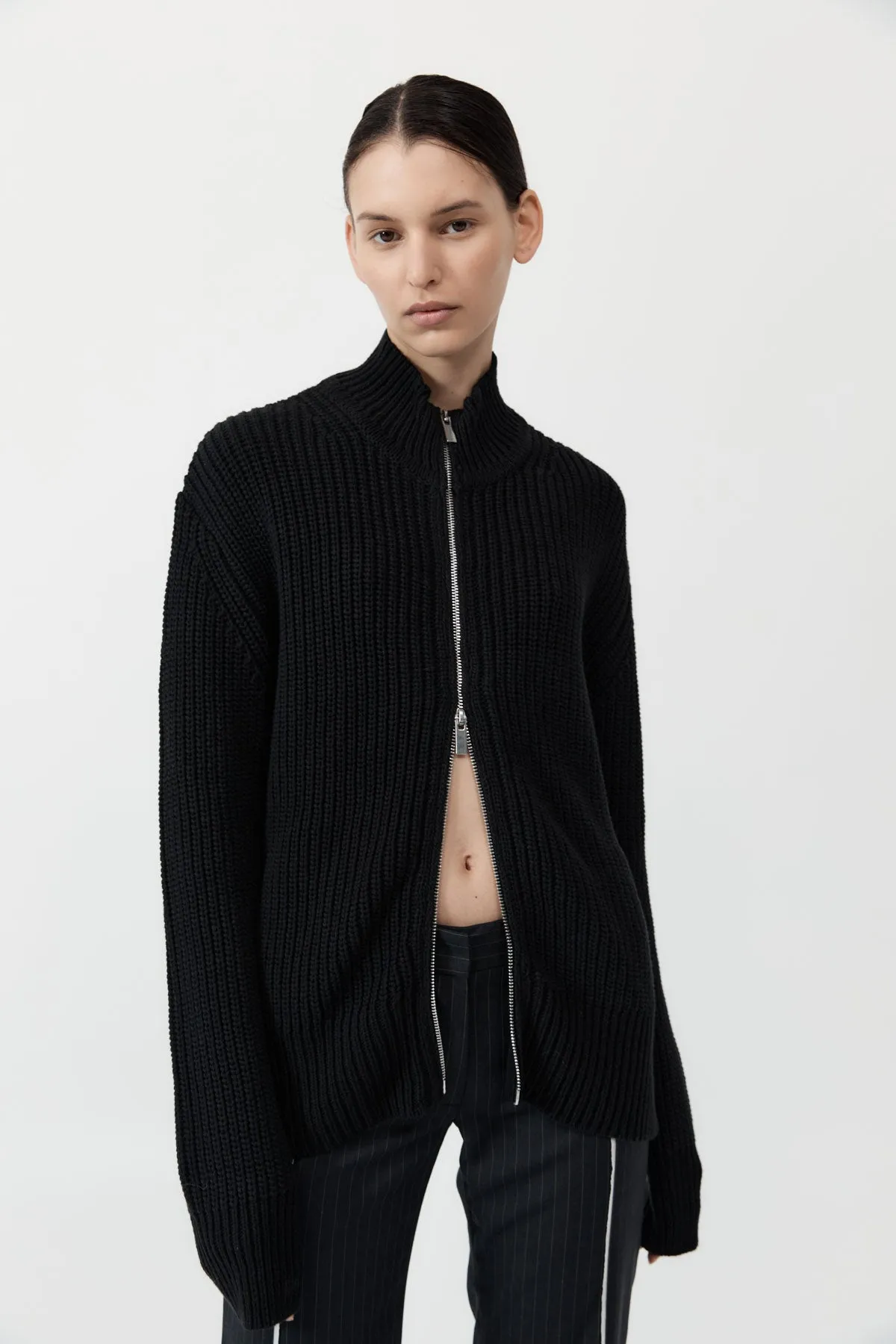 Zip Detail Cardigan - Black sold by St. Agni
