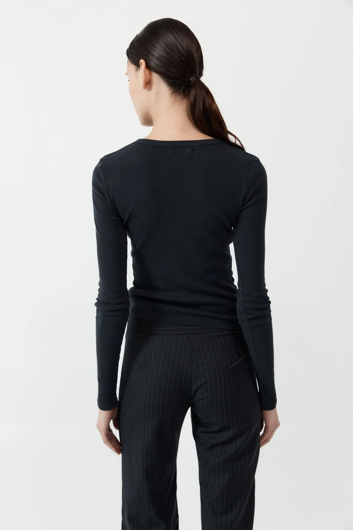 Organic Cotton Long Sleeve Top - Black sold by St. Agni product image thumbnail 3