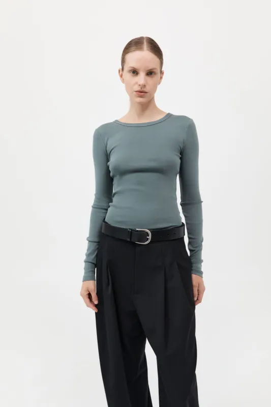 Organic Cotton Long Sleeve Top - Balsam Green sold by St. Agni