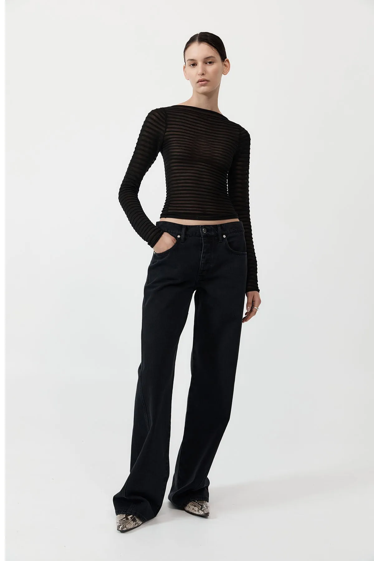 Sheer Stripe Top - Black sold by St. Agni product image thumbnail 4