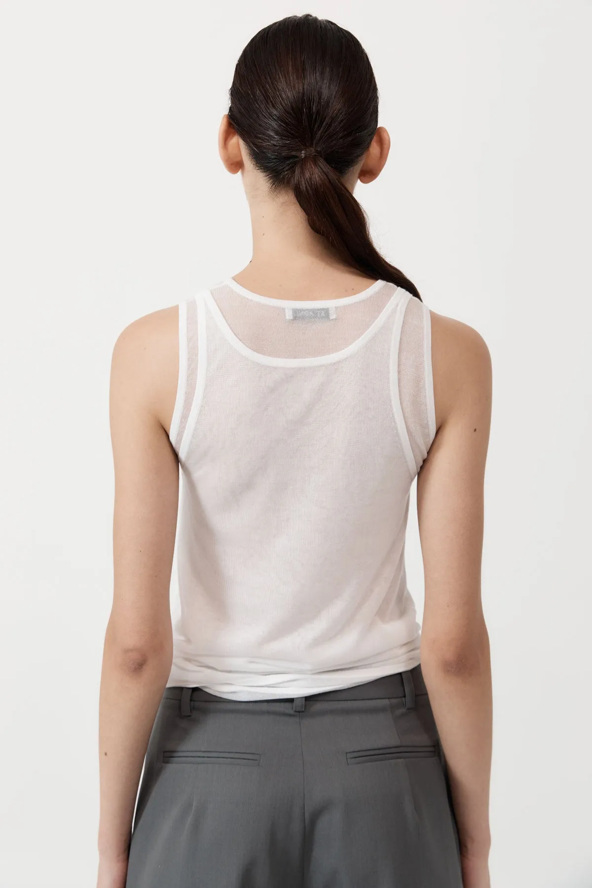 Semi Sheer Double Layer Tank - White sold by St. Agni product image thumbnail 4