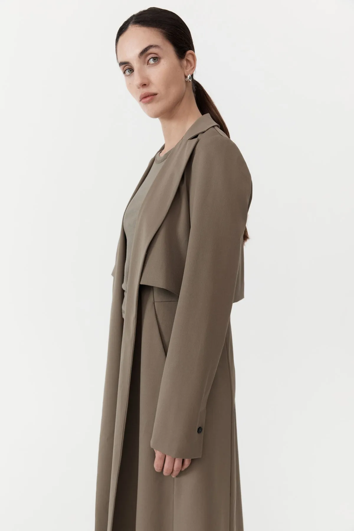 Layered Wool Trench - Kelp sold by St. Agni product image thumbnail 3