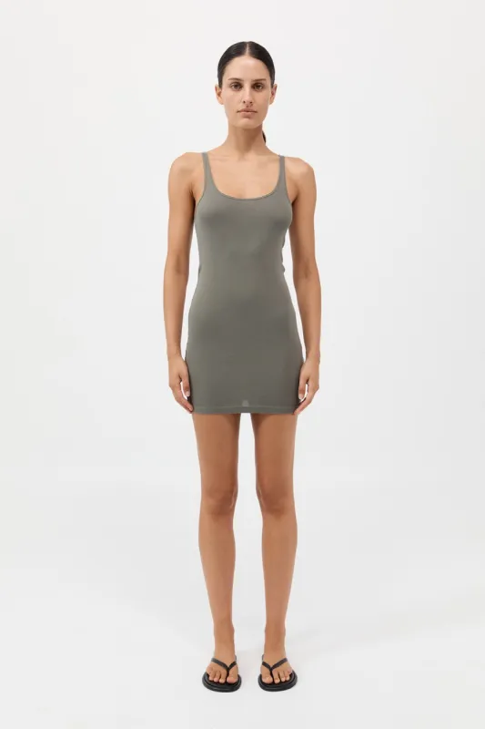 Organic Cotton Slip Dress - Smokey Olive sold by St. Agni