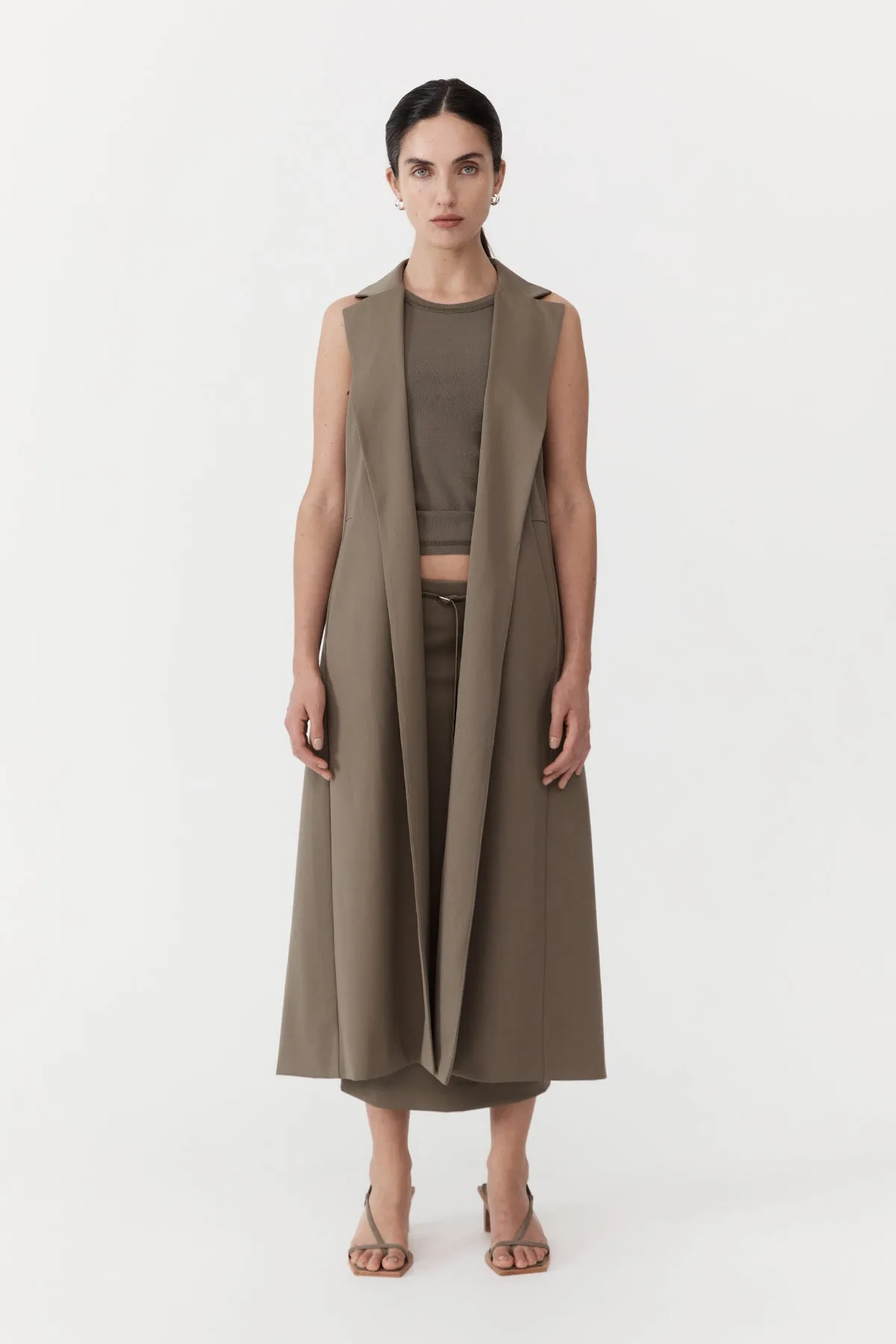 Layered Wool Trench - Kelp sold by St. Agni product image thumbnail 2