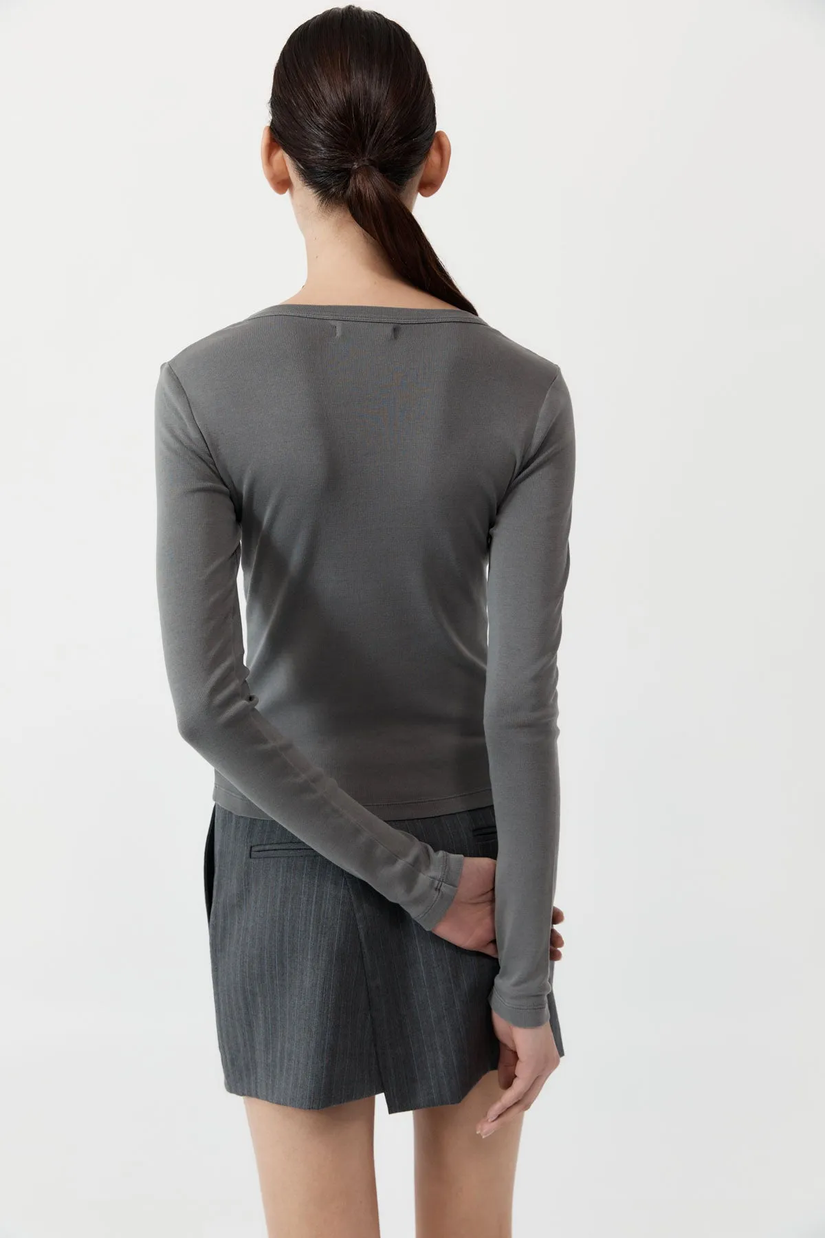 Organic Cotton Long Sleeve Top - Pewter Grey sold by St. Agni product image thumbnail 4