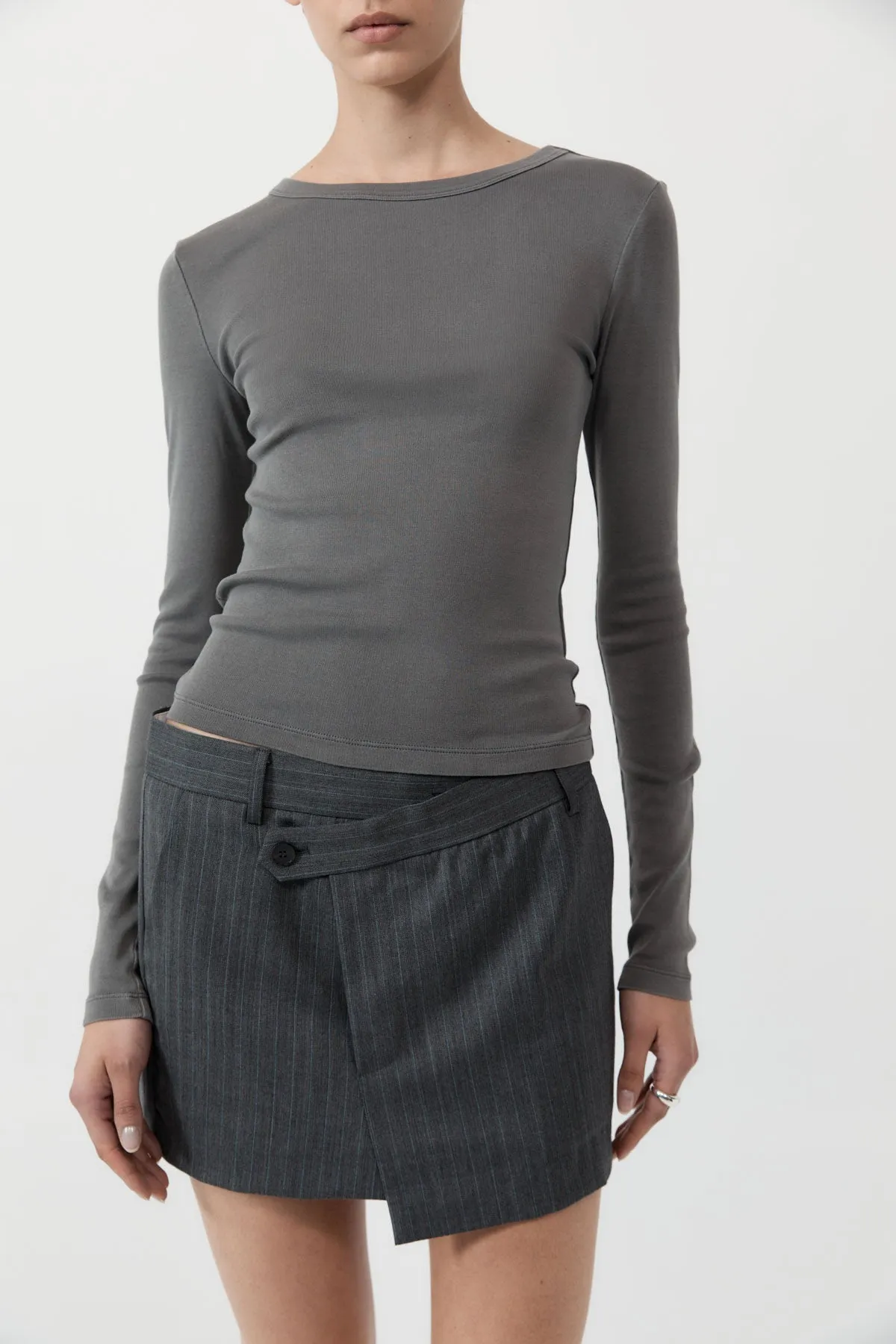 Organic Cotton Long Sleeve Top - Pewter Grey sold by St. Agni product image thumbnail 2