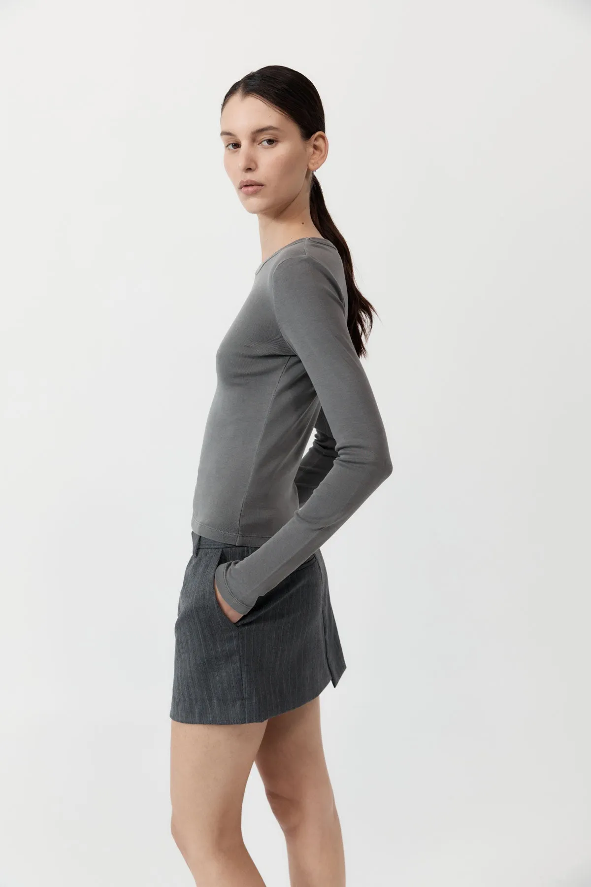 Organic Cotton Long Sleeve Top - Pewter Grey sold by St. Agni product image thumbnail 3