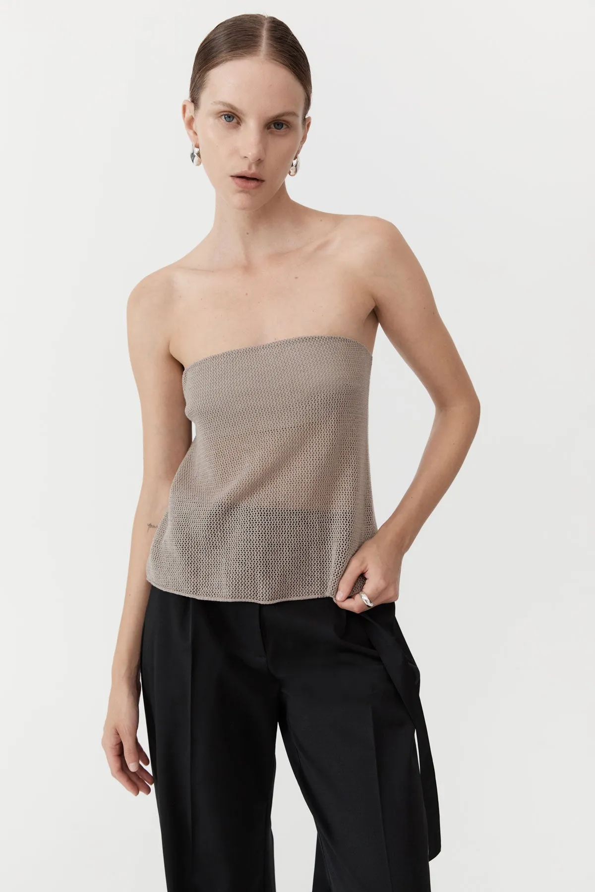 Mesh Strapless Top - Fog sold by St. Agni product image thumbnail 3