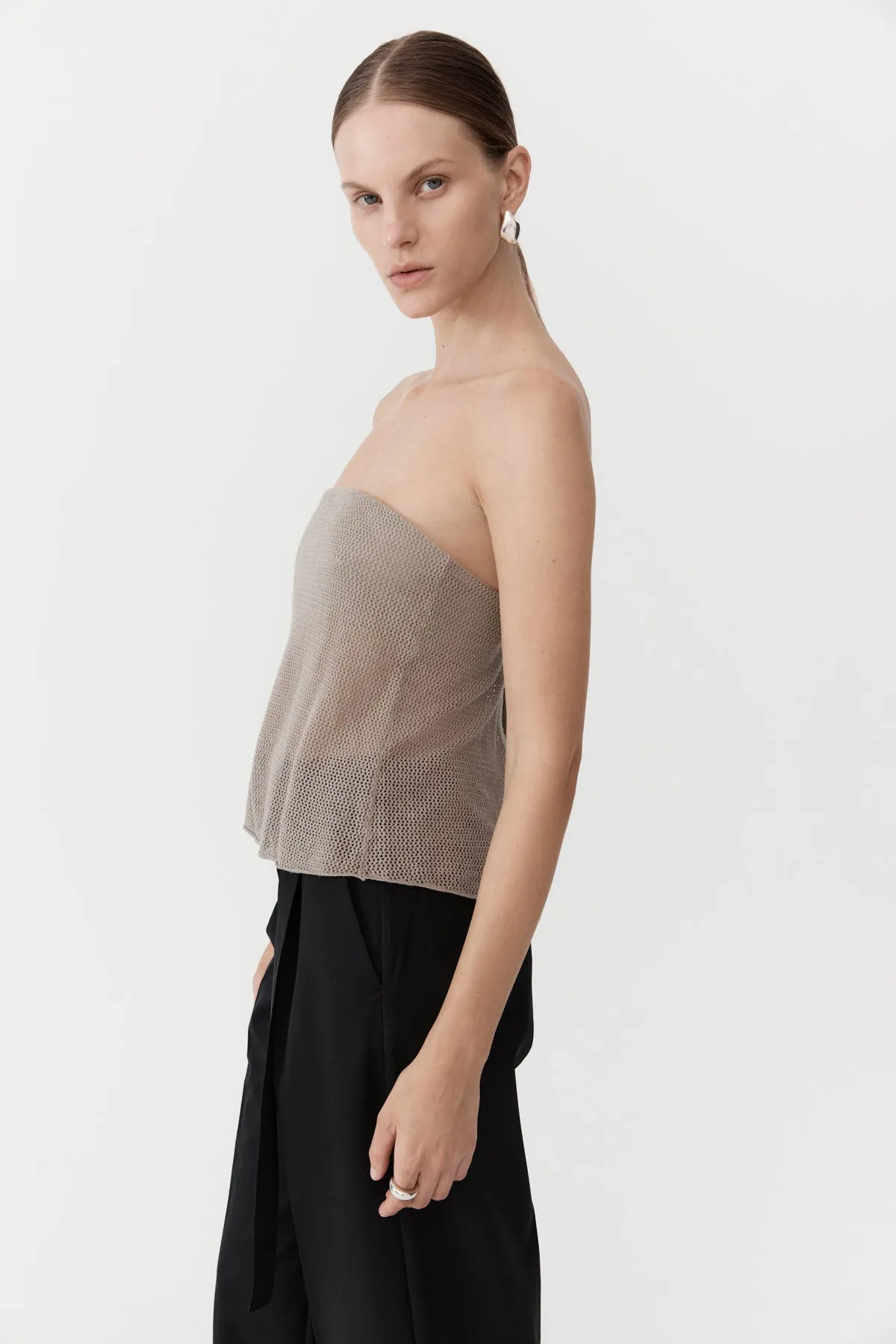Mesh Strapless Top - Fog sold by St. Agni product image thumbnail 4