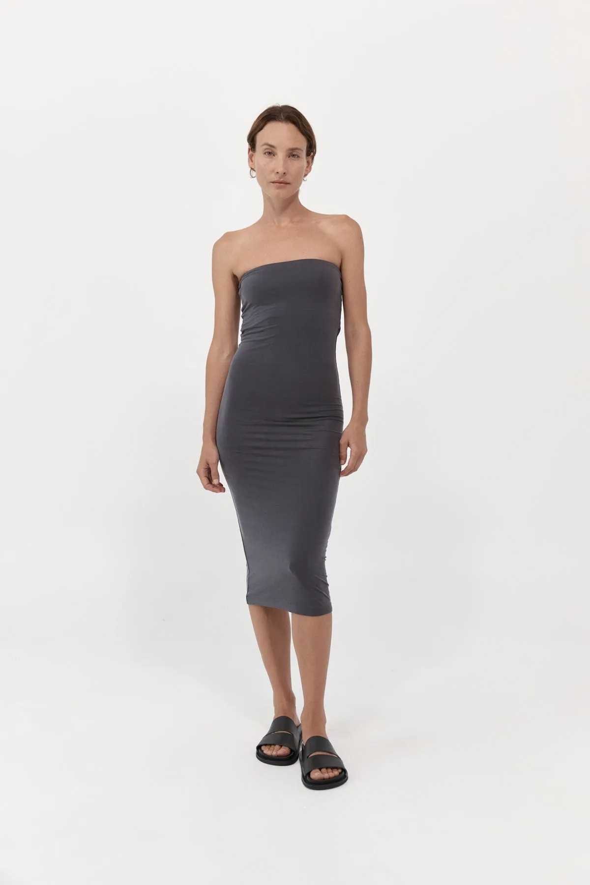 Strapless Jersey Midi Dress - Graphite sold by St. Agni product image thumbnail 3