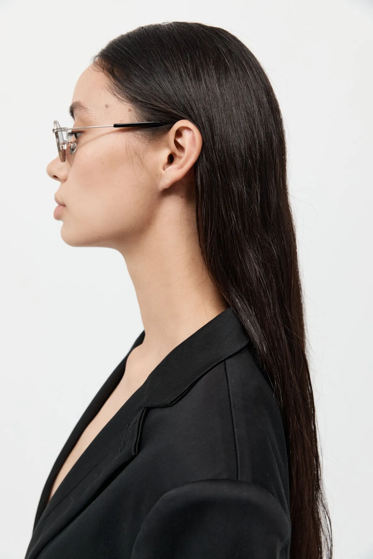 Fine Metal Oval Sunglasses - Chrome/Black sold by St. Agni product image thumbnail 3