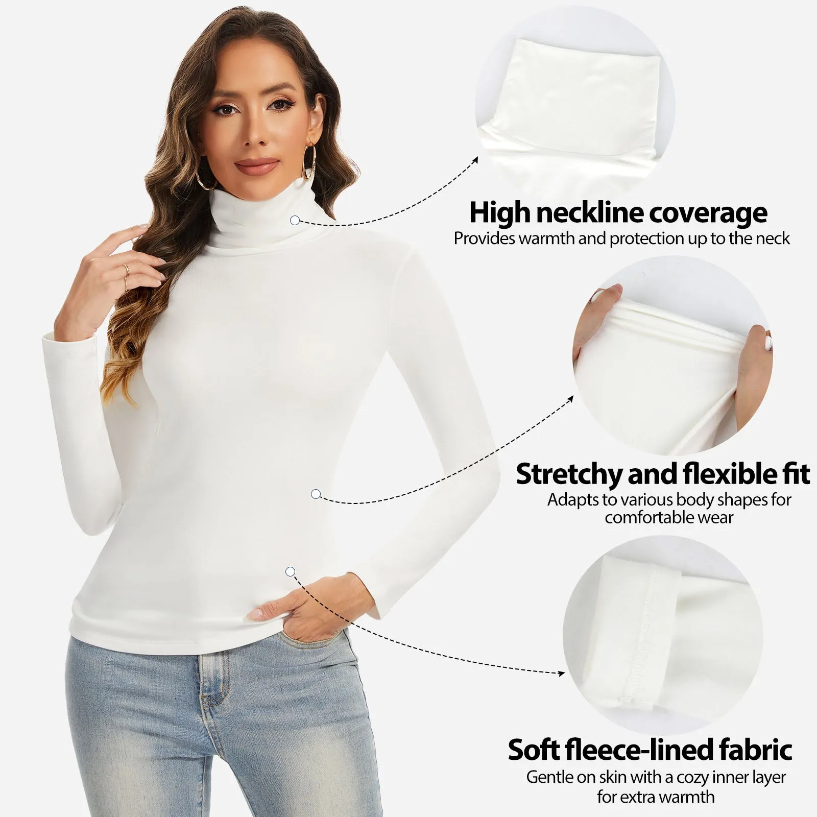 Joyshaper Women’s Fleece-Lined Turtleneck Long Sleeve Base Layer Top sold by Joyshaper product image thumbnail 2