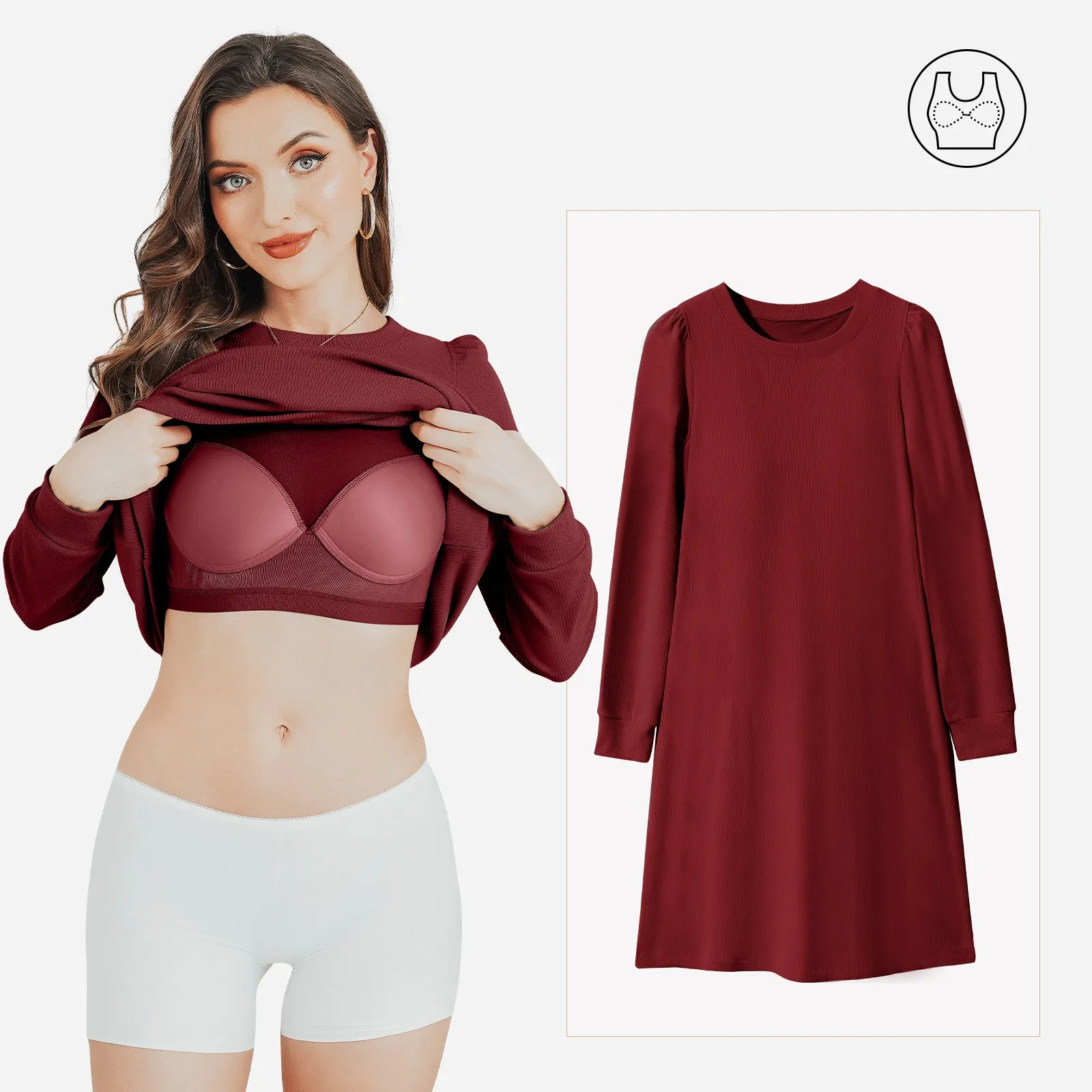 Joyshaper Women’s Brushed Fabric Warm Dress with Built-in Bra sold by Joyshaper product image thumbnail 2