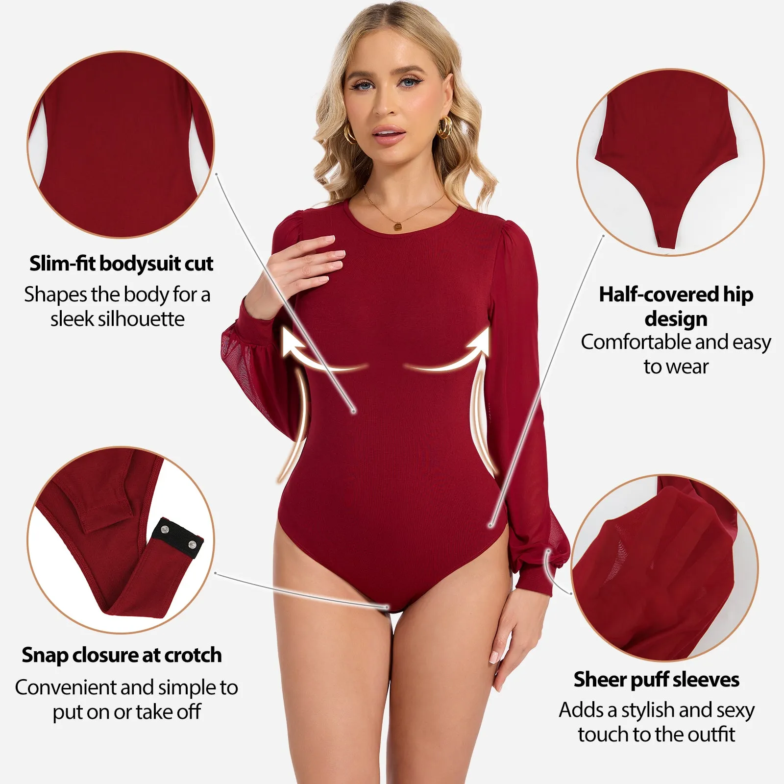 Joyshaper Slimming Crew Neck Bodysuit Top with Tummy Control & Sheer Back sold by Joyshaper product image thumbnail 2