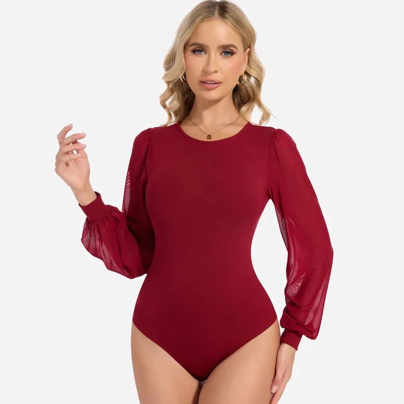 Joyshaper Slimming Crew Neck Bodysuit Top with Tummy Control & Sheer Back made by Joyshaper