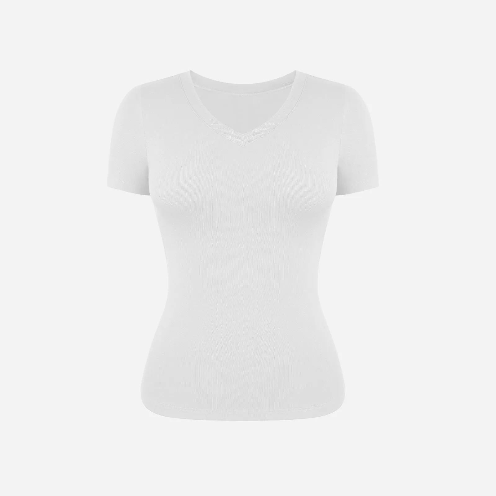 Joyshaper Womens Summer Tops Slim Fit V Neck Ribbed Short Sleeve Tee sold by Joyshaper product image thumbnail 5
