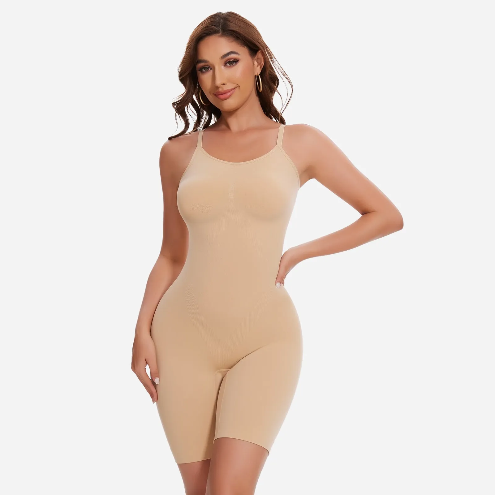 Joyshaper Smooth-Finish Mid Thigh Bodysuit Shapewear with Adjustable Straps sold by Joyshaper