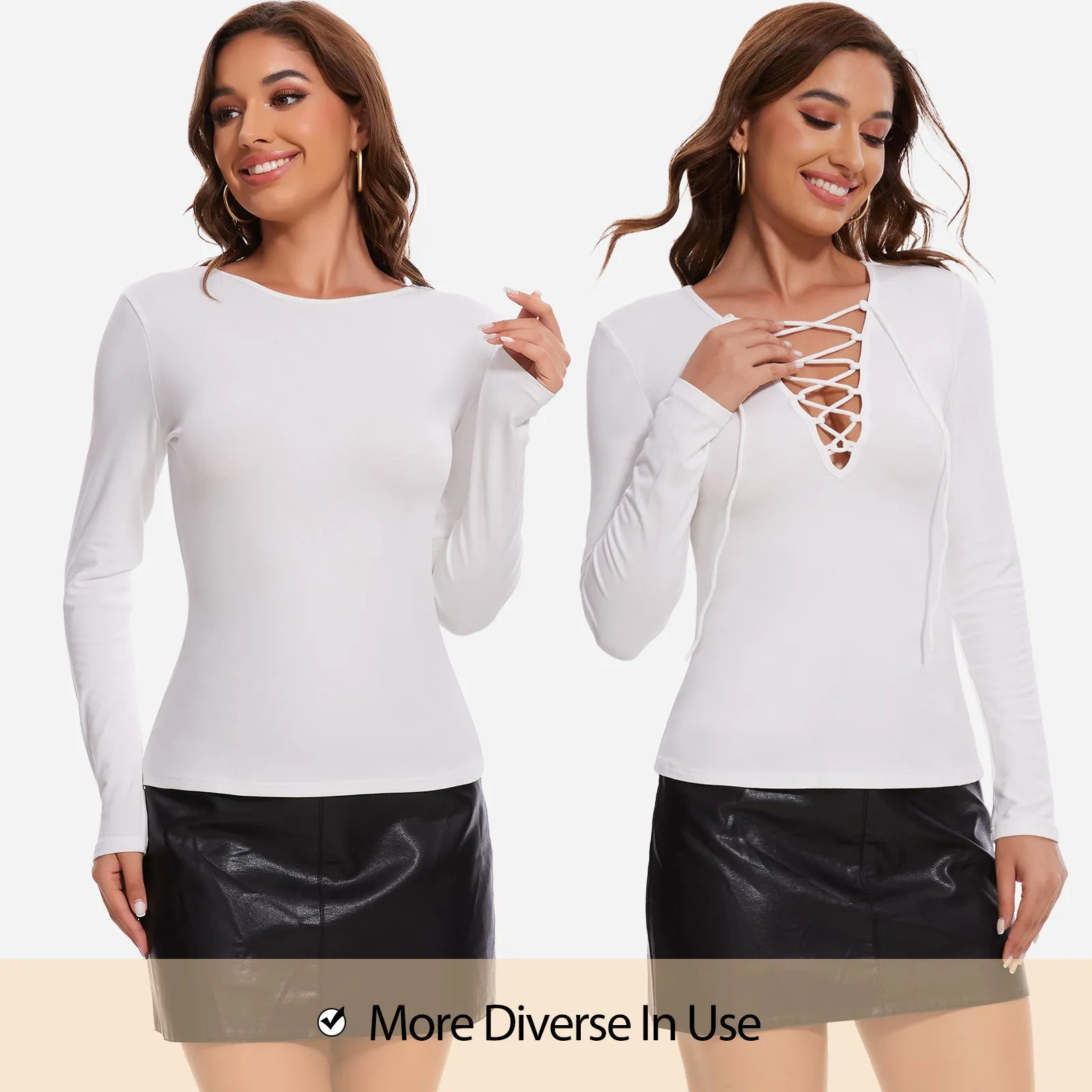 Joyshaper Chic Deep V Tie Front Ribbed Long Sleeve Slim Fit Top for Women sold by Joyshaper product image thumbnail 3