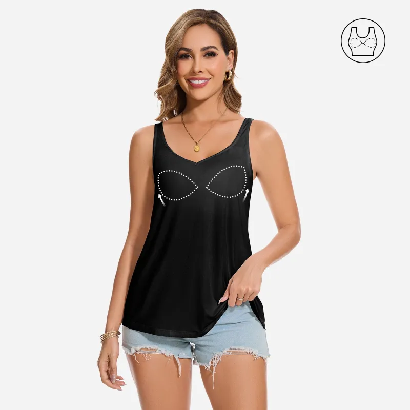Joyshaper Women’s Black Sleeveless Tank Top with Built-in Bra Casual Fit sold by Joyshaper