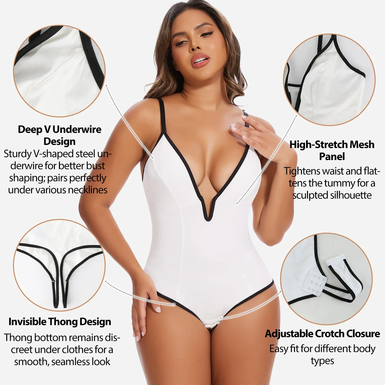 Joyshaper Tummy Control Thong Bodysuit with Deep V & Backless Design sold by Joyshaper product image thumbnail 2