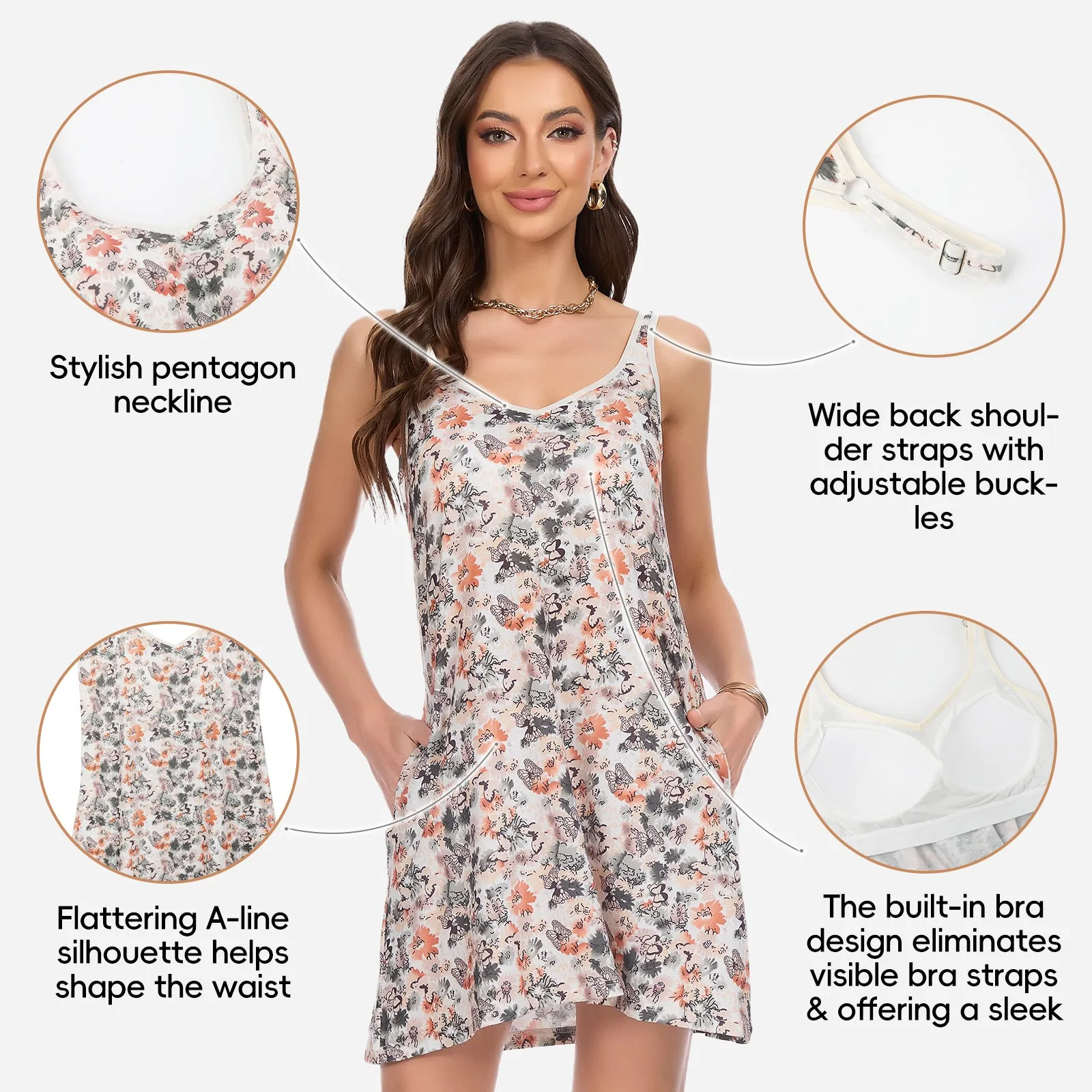 Joyshaper Flowy Summer Dress with Built-in Bra & Adjustable Straps sold by Joyshaper product image thumbnail 4