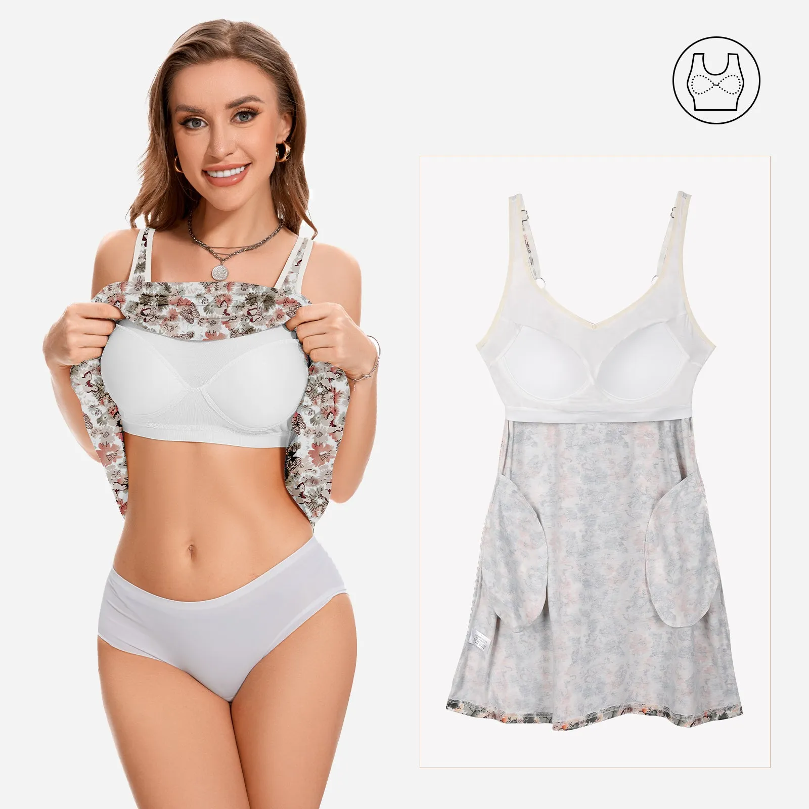 Joyshaper Flowy Summer Dress with Built-in Bra & Adjustable Straps sold by Joyshaper product image thumbnail 2