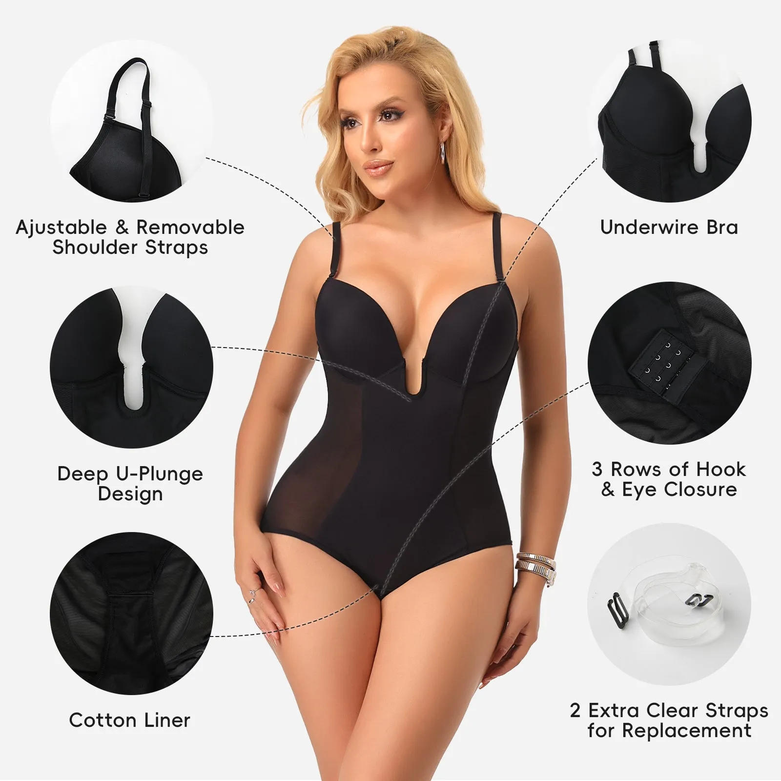 Joyshaper Built in Bra U-Plunge Backless Shapewear Bodysuit sold by Joyshaper product image thumbnail 2