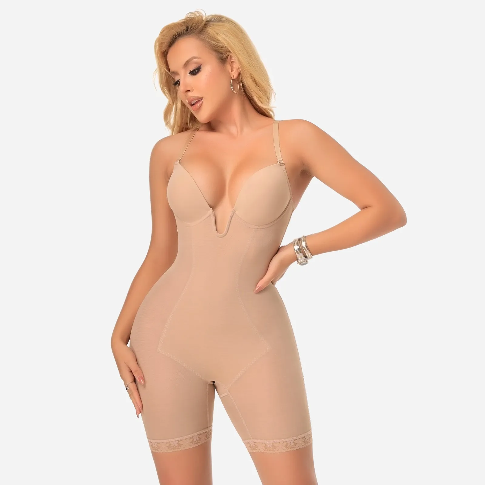 Joyshaper Backless Deep U Plunge Shapewear Strapless Bodysuit sold by Joyshaper