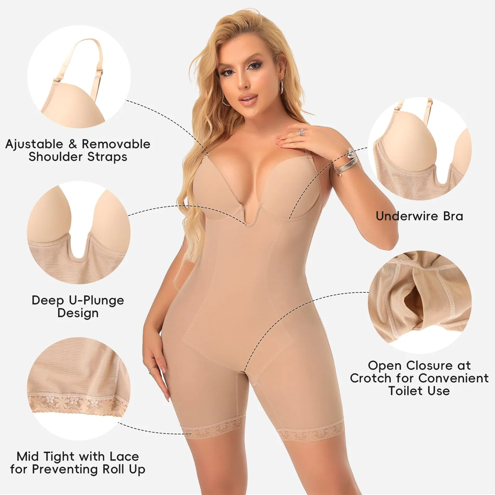 Joyshaper Backless Deep U Plunge Shapewear Strapless Bodysuit sold by Joyshaper product image thumbnail 2