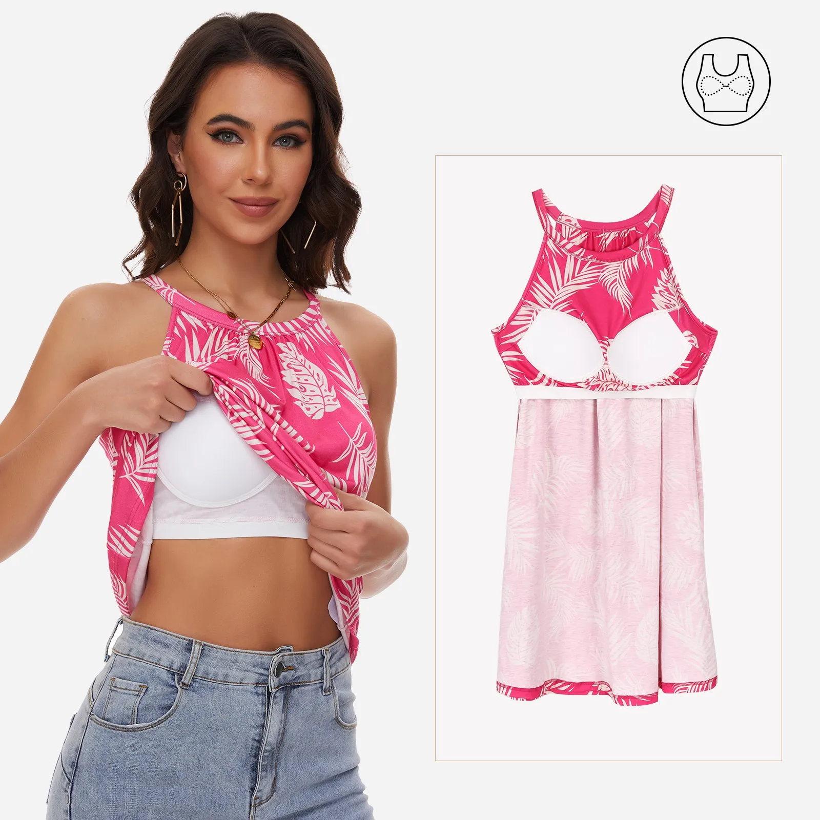 Joyshaper Built in Bra Summer Dress Casual Halter Dress sold by Joyshaper product image thumbnail 2